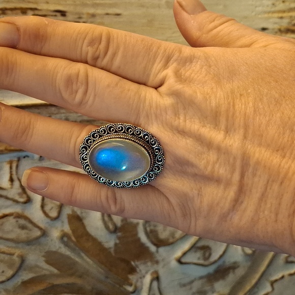 New Dichroic Glass 925 Silver Ring.  - Picture 15 of 16